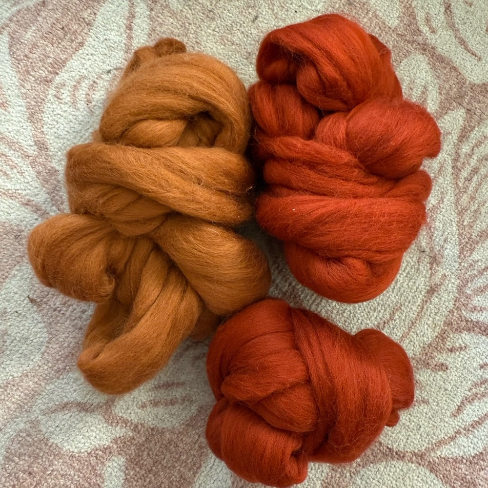 Rust and Orange Wool Roving